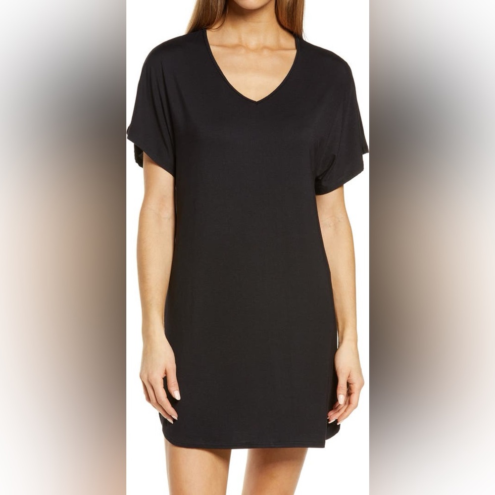 Nordstrom Black Moonlight Eco Dolman Sleeve Nighshirt Size Large